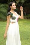 Rina Dhaka_White Floral Printed Dress_Online_at_Aza_Fashions
