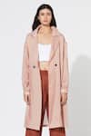 Shop Meadow Pink Silk Cotton Organza Lapel Coat Online at Aza Fashions Shop_Meadow_Pink Silk Cotton Organza Lapel Coat _Online_at_Aza_Fashions
