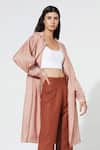 Meadow_Pink Coat Silk Organza Pant Linen Lapel And Set  _Online_at_Aza_Fashions