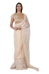 Buy_Rina Dhaka_Peach Embroidered Saree With Blouse_at_Aza_Fashions