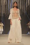 Buy_Rina Dhaka_Beige Cotton Pleated Palazzo _at_Aza_Fashions