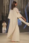 Shop_Rina Dhaka_Beige Cotton Pleated Palazzo _at_Aza_Fashions