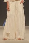 Rina Dhaka_Beige Cotton Pleated Palazzo _at_Aza_Fashions