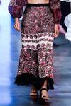 Buy_Rina Dhaka_Black Poly Georgette Knit Lurex Abstract Rajasthani Print Tiered Skirt_Online_at_Aza_Fashions