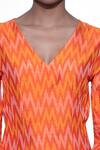 Buy_Shriya Som_Orange Silk V Neck Ikat Print Dress  _Online_at_Aza_Fashions