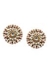 Buy_Riana Jewellery_Gold Plated Stones, Beads Floral Stud Earrings _Online_at_Aza_Fashions
