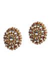 Riana Jewellery_Gold Plated Stones, Beads Floral Stud Earrings _Online_at_Aza_Fashions