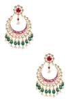 Riana Jewellery_Gold Plated Stone Floral Chandbalis _Online_at_Aza_Fashions