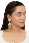 Buy_Riana Jewellery_Gold Plated Pearls, Beads, Diamonds Ear Chain Floral Jhumkas _at_Aza_Fashions