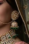 Riana Jewellery_Gold Plated Stone Floral Jhumkas _Online_at_Aza_Fashions