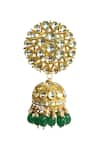 Shop_Riana Jewellery_Gold Plated Stone Floral Jhumkas _Online_at_Aza_Fashions