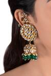 Buy_Riana Jewellery_Gold Plated Jadtar Floral Stone Ear Chain Jhumkas _Online_at_Aza_Fashions