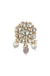 Riana Jewellery_Gold Plated Pearls, Beads, Diamonds Floral Stone Stud Earrings _Online_at_Aza_Fashions