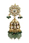 Riana Jewellery_Gold Plated Glitter, Beads, Stones Floral Motif Jhumkas _Online_at_Aza_Fashions