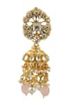 Riana Jewellery_Gold Plated Real Jadtar Stones Bead Drop Jhumkas _Online_at_Aza_Fashions