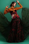 Buy_Nidhi Yasha_Black Viscose Printed Skirt_Online_at_Aza_Fashions