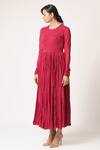 Dot_Red Cotton Round Anarkali Kurta _Online_at_Aza_Fashions