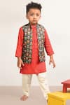 Buy_Lil Angels_Green Cotton, Net Floral Printed Jacket _at_Aza_Fashions
