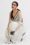Buy_Peeli Dori_White Silk Organza Embroidery V Neck Saree With Blouse For Women_Online_at_Aza_Fashions
