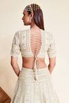 Shop_Reeti Arneja_Ivory Organza, Net Pearls, Beads, Noori Glass Embroidered Bridal Lehenga Set _at_Aza_Fashions