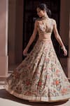 Shop_Sahil Kochhar_Beige Silk Organza Rehenuma Lehenga Set_at_Aza_Fashions