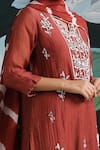 Buy_Rekha Agra_Maroon Handloom Chanderi Embroidery Round Kurta Set _Online_at_Aza_Fashions