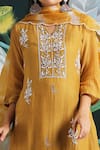 Buy_Rekha Agra_Yellow Handloom Chanderi Embroidery Round Kurta Set _Online_at_Aza_Fashions