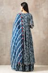 Shop_Rekha Agra_Blue Organza, Cotton Slub Notched Printed Anarkali With Dupatta _at_Aza_Fashions