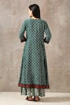 Shop_Rekha Agra_Green Organza, Cotton Slub V Neck Bandhani Print Anarkali Set _at_Aza_Fashions