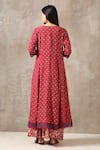 Shop_Rekha Agra_Red Organza, Cotton Slub V Neck Bandhani Print Anarkali Set _at_Aza_Fashions