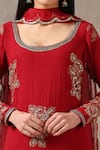 Rekha Agra Red Organza, Cotton Slub Scoop Neck Embroidered Kurta Set Online at Aza Fashions Rekha Agra_Red Organza, Cotton Slub Scoop Neck Embroidered Kurta Set _Online_at_Aza_Fashions