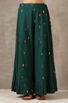 Shop_Rekha Agra_Green Cotton Slub Notched Floral Print Kurta Set _Online_at_Aza_Fashions