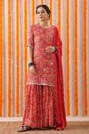 Buy Rekha Agra Red Slub And Chiffon Lining Block Print, Gota Kurta Gharara Set at Aza Fashions Buy_Rekha Agra_Red Slub And Chiffon Lining Block Print, Gota Kurta Gharara Set _at_Aza_Fashions