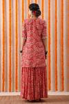 Shop Rekha Agra Red Slub And Chiffon Lining Block Print, Gota Kurta Gharara Set at Aza Fashions Shop_Rekha Agra_Red Slub And Chiffon Lining Block Print, Gota Kurta Gharara Set _at_Aza_Fashions
