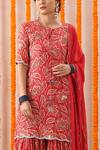 Buy Rekha Agra Red Slub And Chiffon Lining Block Print, Gota Kurta Gharara Set Online at Aza Fashions Buy_Rekha Agra_Red Slub And Chiffon Lining Block Print, Gota Kurta Gharara Set _Online_at_Aza_Fashions
