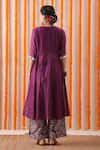 Shop_Rekha Agra_Purple Handloom Chanderi And Cotton Silk Block Print, Pearl & Kurta Pant Set _at_Aza_Fashions