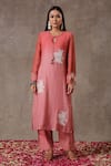 Rekha Agra Peach Chanderi, Silk And Chiffon Lining Thread & Kurta Pant Set Online at Aza Fashions Rekha Agra_Peach Chanderi, Silk And Chiffon Lining Thread & Kurta Pant Set _Online_at_Aza_Fashions