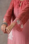 Buy Rekha Agra Peach Chanderi, Silk And Chiffon Lining Thread & Kurta Pant Set Online at Aza Fashions Buy_Rekha Agra_Peach Chanderi, Silk And Chiffon Lining Thread & Kurta Pant Set _Online_at_Aza_Fashions