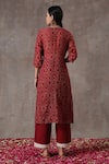 Shop_Rekha Agra_Red Chanderi, Cotton Flax Geometric Motifs V Neck Kurta And Pant Set _at_Aza_Fashions