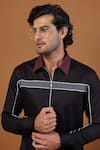 Seven_Black Cotton Zipper Shirt _at_Aza_Fashions