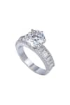 Buy_DIOSA PARIS JEWELLERY_Silver Plated Swarovski Zirconia Stone Ring Single Pc _at_Aza_Fashions