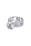 Shop_DIOSA PARIS JEWELLERY_Silver Plated Swarovski Zirconia Stone Ring Single Pc _at_Aza_Fashions