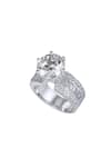 Buy_DIOSA PARIS JEWELLERY_Silver Plated Swarovski Zirconia Stone Ring Single Pc _at_Aza_Fashions