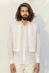 Buy_Runit Gupta_White Enzyme Washed Cotton Layered Shirt For Kids For Kids_at_Aza_Fashions