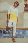 Shop_Runit Gupta_White Enzyme Washed Cotton Ombre Shirt  _at_Aza_Fashions