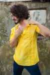Buy_Runit Gupta_Yellow Enzyme Washed Cotton Pintuck Shirt _Online_at_Aza_Fashions