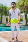 Shop_Runit Gupta_White Enzyme Washed Cotton Ombre Shirt For Kids For Kids_at_Aza_Fashions