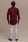 Shop_Runit Gupta_Maroon Cotton Tuxedo Shirt  _at_Aza_Fashions