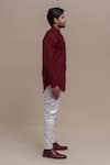 Runit Gupta_Maroon Cotton Tuxedo Shirt  _Online_at_Aza_Fashions