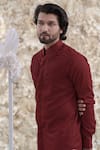 Shop_Runit Gupta_Maroon Cotton Tuxedo Shirt  _Online_at_Aza_Fashions